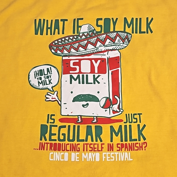 'What if soy milk is just regular milk introducing itself in Spanish?' tee Med. - Picture 2 of 7